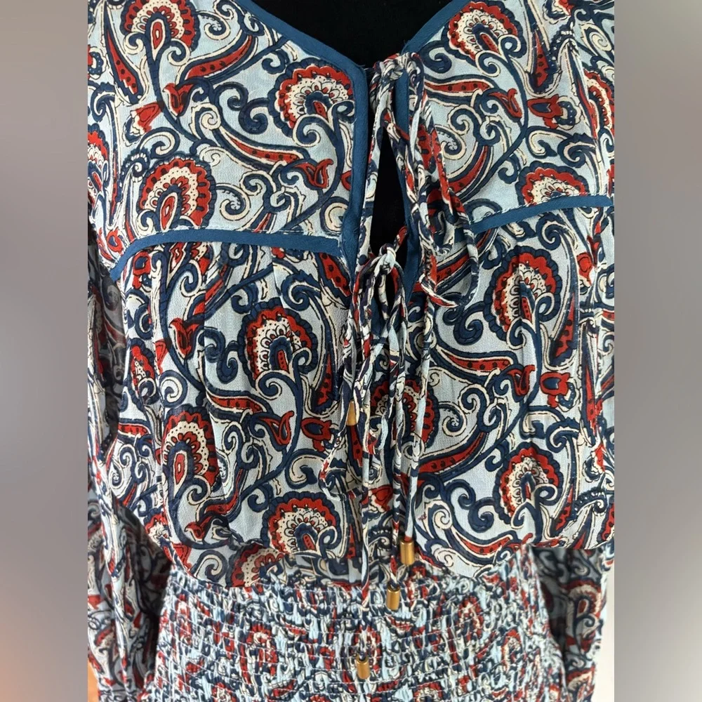 Karina Grimaldi boho set blouse and skirt s/xs Eliza Paisley print EUC